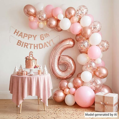 Rose Gold Number 6 Balloon 40 Inch, Luxurious Rose Gold Foil - Image 6
