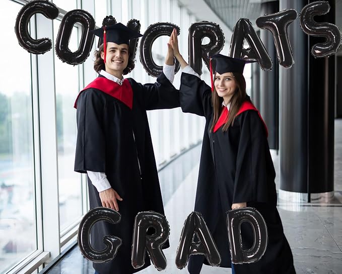 16 Inch Black Congrats Grad Banner Balloons, Graduation Decorations 2026 - Image 3
