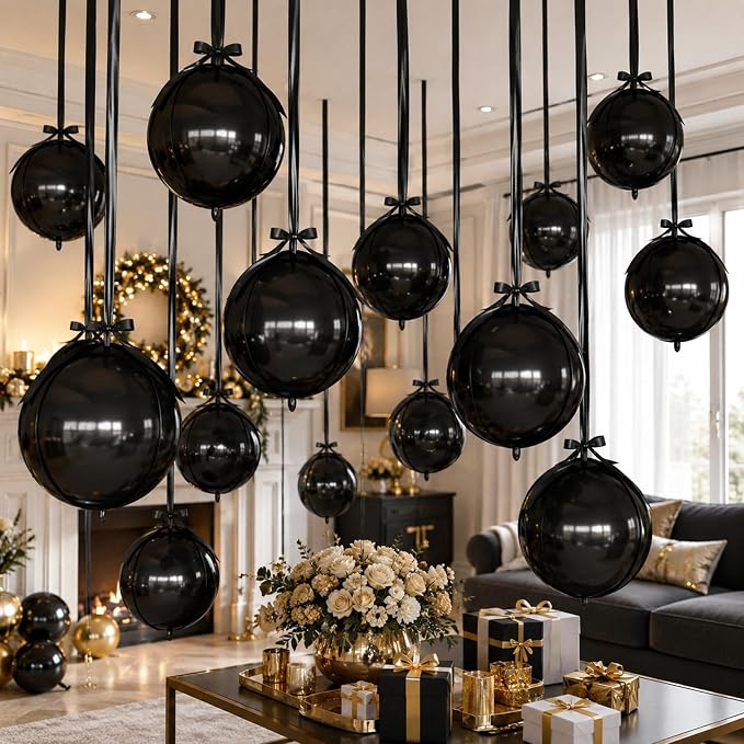 Black Round Foil Balloons - Image 5