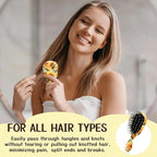 Mini Hair Brush,Cute Detangling Travel Hair Brush,Soft Bristles for Effortless Tangle Removal,Detangler Hairbrush for Women Men Boys Girls Kids Wet Dry All Hair Types (Yellow Sunflower, Mini)