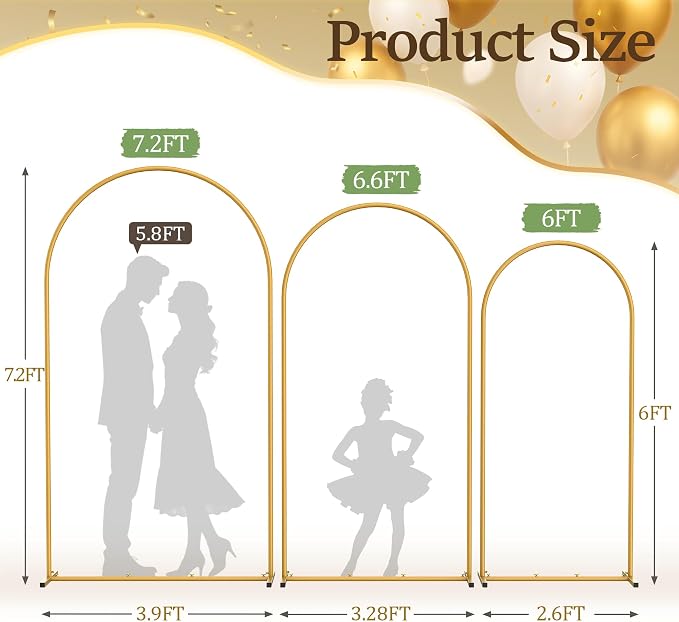 Metal Arch Backdrop Stand 3 Set, Party Decor - Image 7