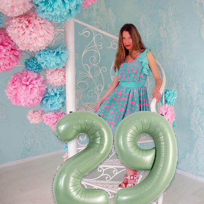 TONIFUL 40 Inch Sage Green Large Number 9 Balloon - Image 4