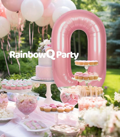 RainbowQ Pink 0 Balloon Number 40 Inch 0-40 Foil Large Balloons | Big Mylar 0 - Image 7
