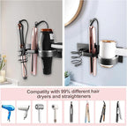 Hair Dryer Holder Wall Mounted 3in1 Hair Tool Organizer Blow Dryer Holder Bathroom Care Styling For Flat Iron,Curling Iron Matte Black