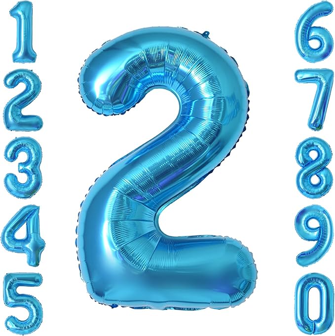 Light Blue Number 2 Balloon 40 Inch, Foil Numeral by Unknown