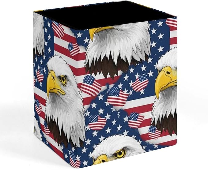 Pen Holder, PU Leather Pen Organizer American Flag And Bald Eagle by Unknown