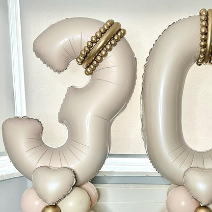 Cream Number Balloons, 40inch Large Beige Number 6 Foil Mylar Helium Balloons - Image 3