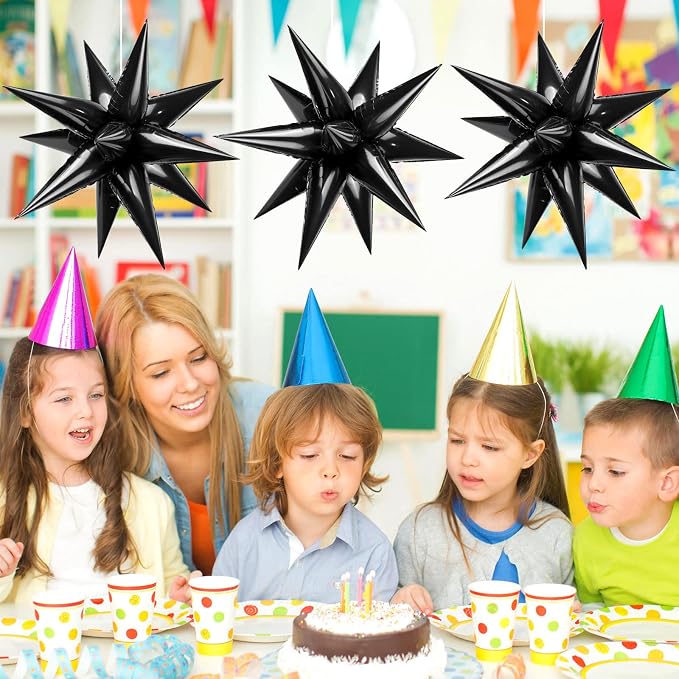 60 Pcs Star Balloons Explosion 12 Point Foil Cone Balloons Magic Balloon Large - Image 4