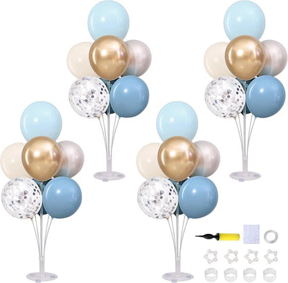 4 Sets Dusty Blue and Gold Balloons Stand by ZyloonDecoration