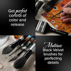 Silver Brush Limited BV-3059S Black Velvet 2pc Round Mop Set, Premium Short Handle Small & Medium Round Mop Brushes for Watercolor, Gouache, Dyes & Silk Painting, Mixed Filament with Very Soft Tips
