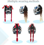 SEGO 1PCS/2PCS Helmet Pigtail Braids with Detachable Suction Cup Bowknot Ponytail Hair Many Colors (Helmet not Included)
