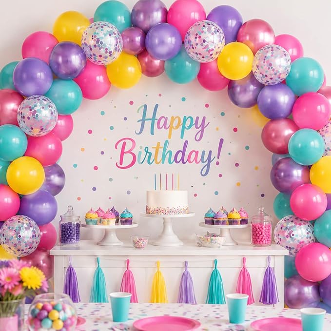 Purple Pink Blue Confetti Balloon, Birthday Balloons Party Decorations- 12in - Image 5