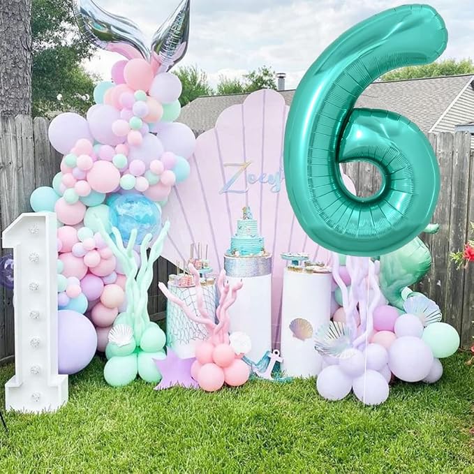 TONIFUL 40 Inch Large Teal Blue Number Balloons, Giant Jumbo Helium Foil Mylar - Image 4
