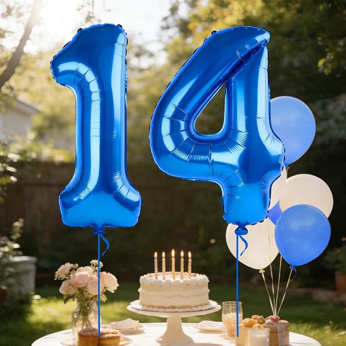 40 Inch Number 14 Balloons for 14th Birthday Party Decorations, 0-100 Dark Blue - Image 3