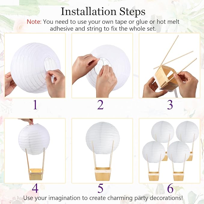 24 Set Hot Air Balloon Table Centerpieces Baby Shower Party Decoration Paper - Image 3