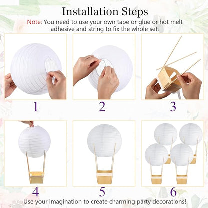 24 Set Hot Air Balloon Table Centerpieces Baby Shower Party Decoration Paper - Image 3
