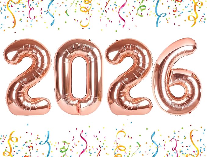 2026 Balloon Numbers Party Decorations, 40In Rose Gold Balloons | Eye-catching by Mluchee