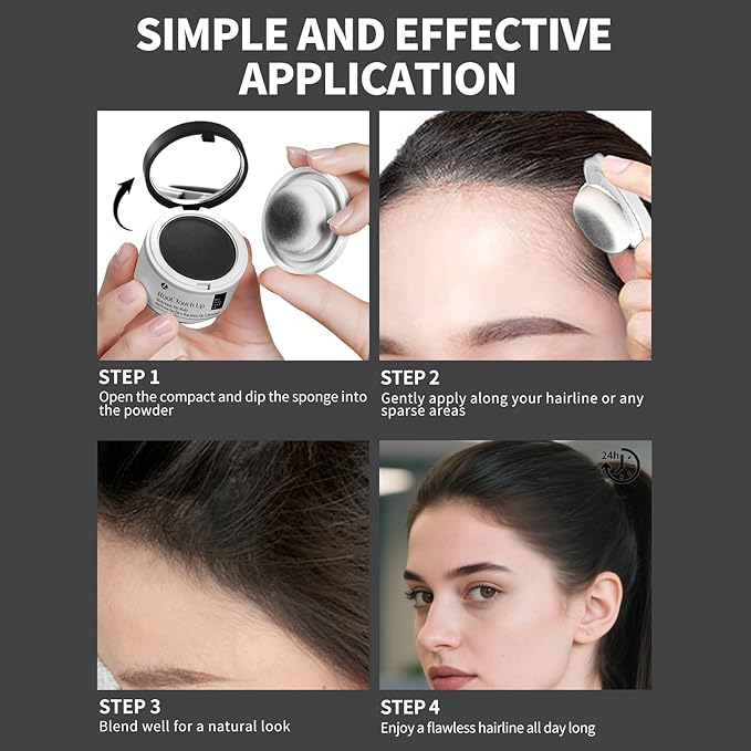 Hairline Powder 24H Stain-Proof, Root Touch Up Hair Color for Gray Coverage,Bald Spot Concealing Hair Shadow Powder for Women & Men,Natural-Looking (Medium Brown)
