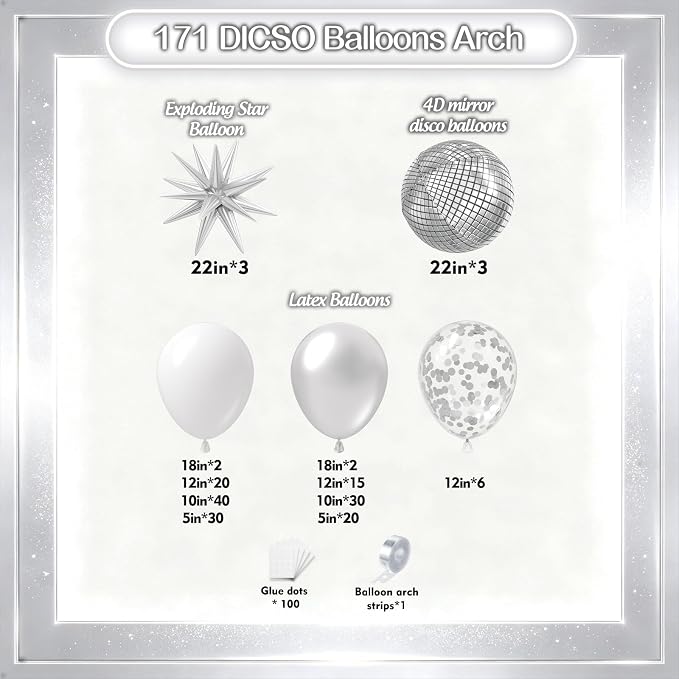 Disco Balloon Garland Arch Kit 171Pcs - Image 2