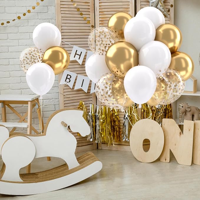 Patimate White and Gold Balloons Set - Image 8