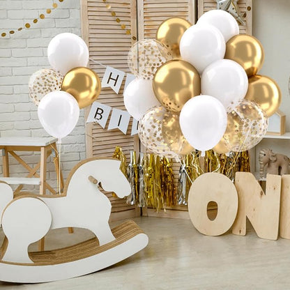 Patimate White and Gold Balloons Set - Image 8