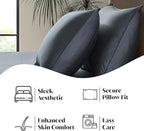 Luxury Bamboo Market | King Envelope Pillowcase Set | 100% Viscose Made from Bamboo | Organically Grown | Ultra Soft | Cooling | 2pcs [Charcoal Grey]