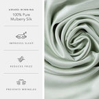 Fishers Finery 19mm 100% Pure Mulberry Silk Pillowcase, Quality Tested (Light Green, K)