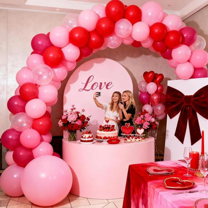 Pink and Red Balloon Set, Valentine Balloons Decorations, 12 Inch Red Pastel - Image 3