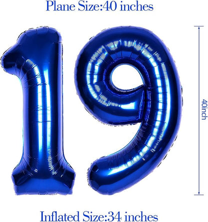 40 Inch Navy Blue Big Number 19 Balloon 0-9 Large Helium | Royal Blue Balloons - Image 6