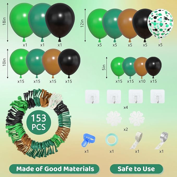 Amandir 153pcs Green and Brown Balloon Garland Arch Kit Different Sizes | 18 12 - Image 2