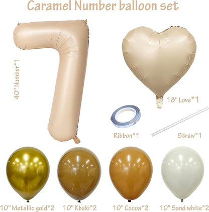 40 In Caramel Number Balloons Helium Foil Mylar latex Balloon Digital 7 | - Image 2