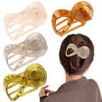 4 PCS French Concord Flat Hair Clips for Women 3.35 Inch Curved Hair Claw Clips Alligator Hair Barrettes Volume No Slip Grip Strong Hold Banana Hair Clamps Jaw Clips Styling Hair Accessories
