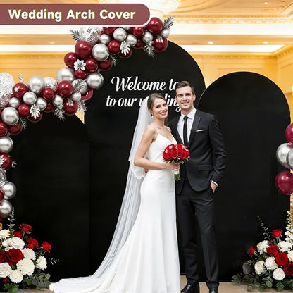 Hemmotop Stretchy Black Arch Backdrop Cover Set of 3-7.2ft, 6ft | Wrinkle-Free - Image 2