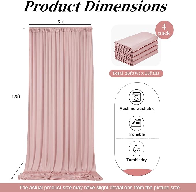 20ft x 15ft Dusty Pink Backdrop Curtains - Image 6