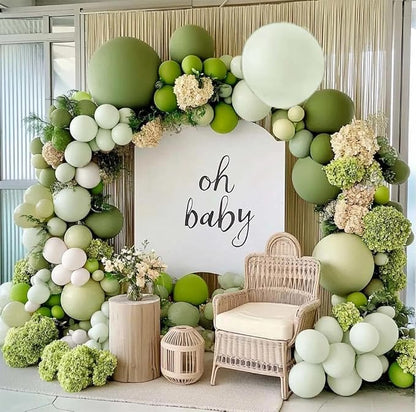Green Balloon Arch Kit Double Stuffed Olive Dusty Sage Green White Balloons - Image 7