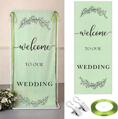 Yousoontic Welcome to Our Wedding Linen Rustic Wedding Welcome Banner Plain by Yousoontic