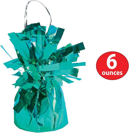 Beistle Metallic Wrapped Balloon Weight – 6 Pack, Turquoise Balloon Centerpiece - Image 2