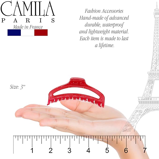 Camila Paris CP3224 French Hair Clip for Women, Small Narrow, Open, Girls Hair Claw Clips Jaw Fashion Durable and Styling Hair Accessories for Women, Strong Hold No Slip Grip, Made in France