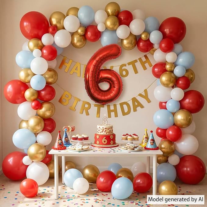 Red Number 6 Balloon 40 Inch, Foil Numeral - Image 3