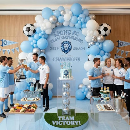 Blue and White Soccer Balloons, 12 Inch Baby Blue and White Soccer Balloons - Image 6