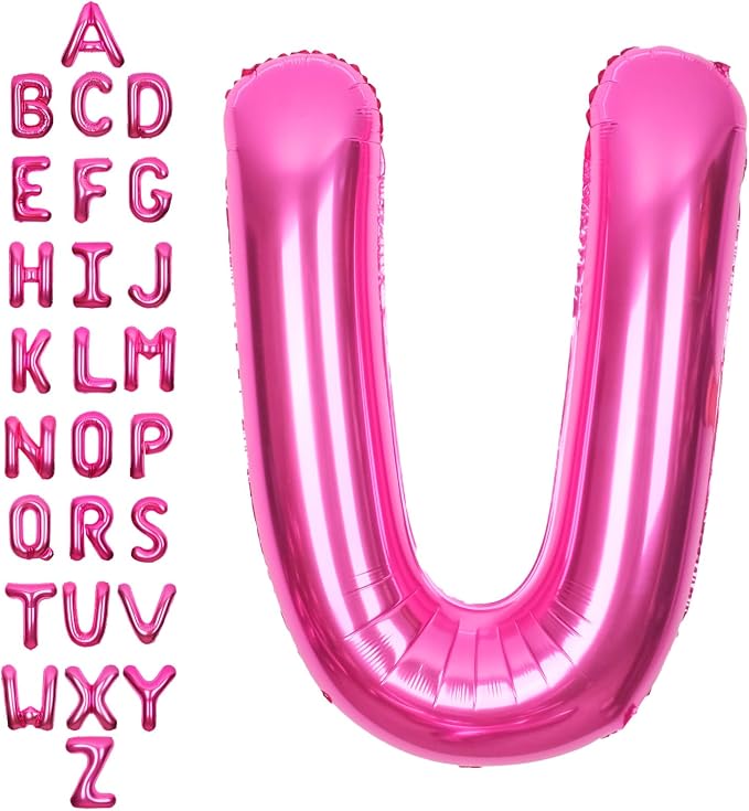 SUWEN 40 Inch Hot Pink Large U Letter Balloons Big Foil Helium Letter A-Z | by SUWEN