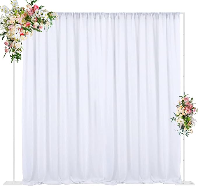 10x10FT Backdrop Stand Heavy Duty Pipe and Drape Kit White | Adjustable Metal by Wokceer