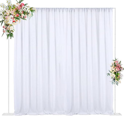 10x10FT Backdrop Stand Heavy Duty Pipe and Drape Kit White | Adjustable Metal by Wokceer