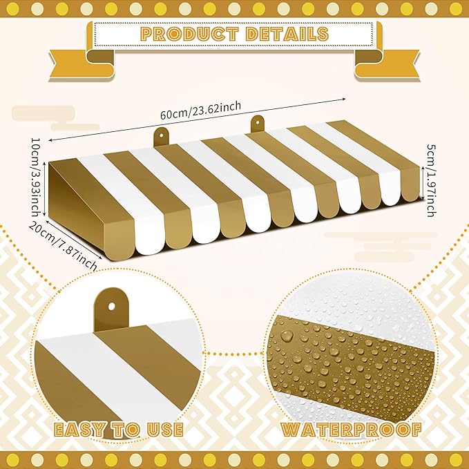Boao 4 Pack Circus Awning Decoration 3D Stripe Cardboard Awning Carnival Wall - Image 2