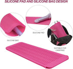 2PCS Silicone Heat Resistant Mat Pouch for Hair Straightener, Curling Iron, Flat Iron and Hot Hair Tools Pink