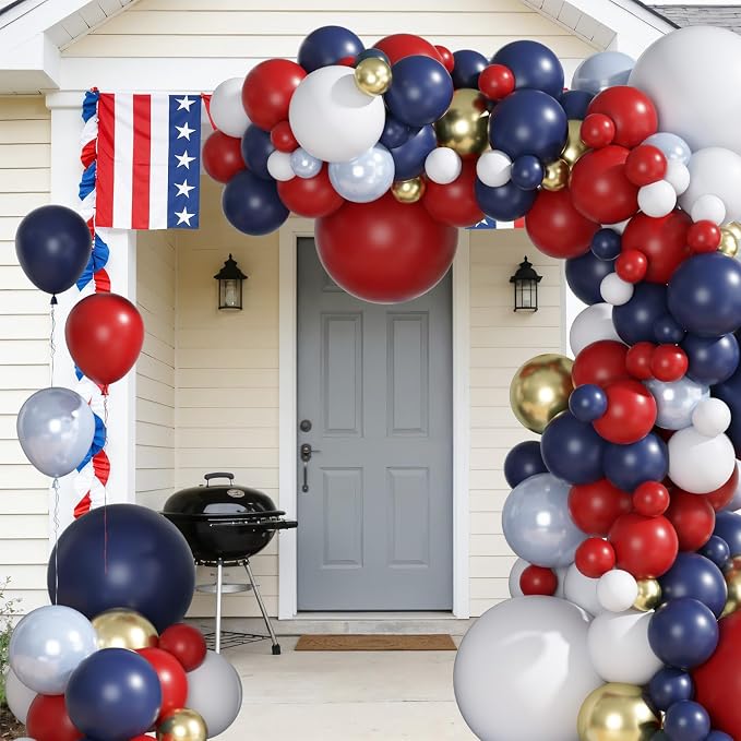 Ouddy Party 149Pcs Red White and Blue Balloon 4th of July Day Decorations - Image 7