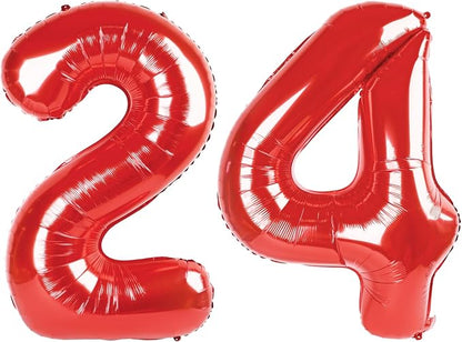24 Balloon - Red Birthday Number Balloons, 40 Inch Decorations Men Women | Red by ALPHADELTAPI