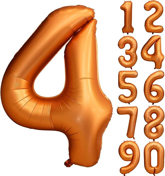 40 Inch Orange Number 4 Foil Balloon Retro Orange Digital 4 Helium Balloon | by YOIOZAIZAI