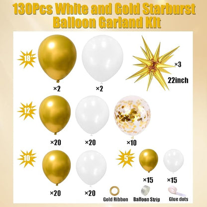 White and Gold Balloons Garland Arch Kit - Image 2
