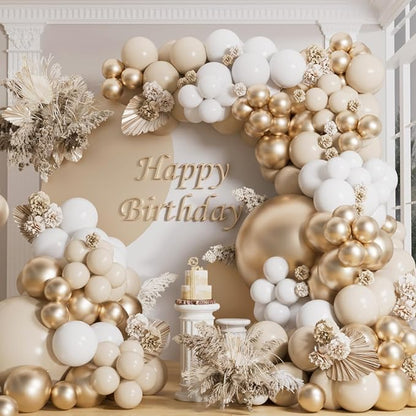 AULE 155Pcs Champagne Gold Balloon Arch Kit White Beige Balloons | Gold Balloon by AULE